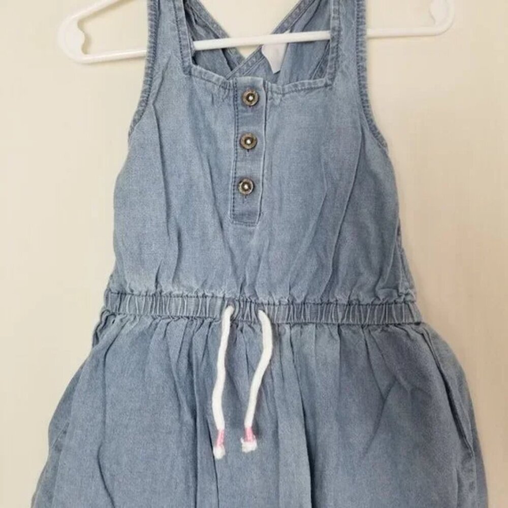 🔴 Carter's denim X back dress 3 front buttons little girl size 2T (B19) - Picture 3 of 6